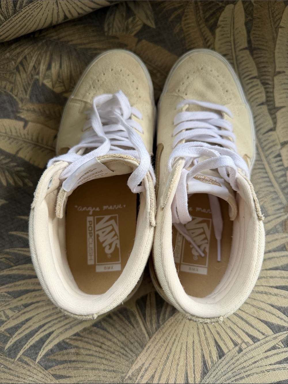 Vans High-Top Sneakers in Cream and Tan - Picture 6 of 11